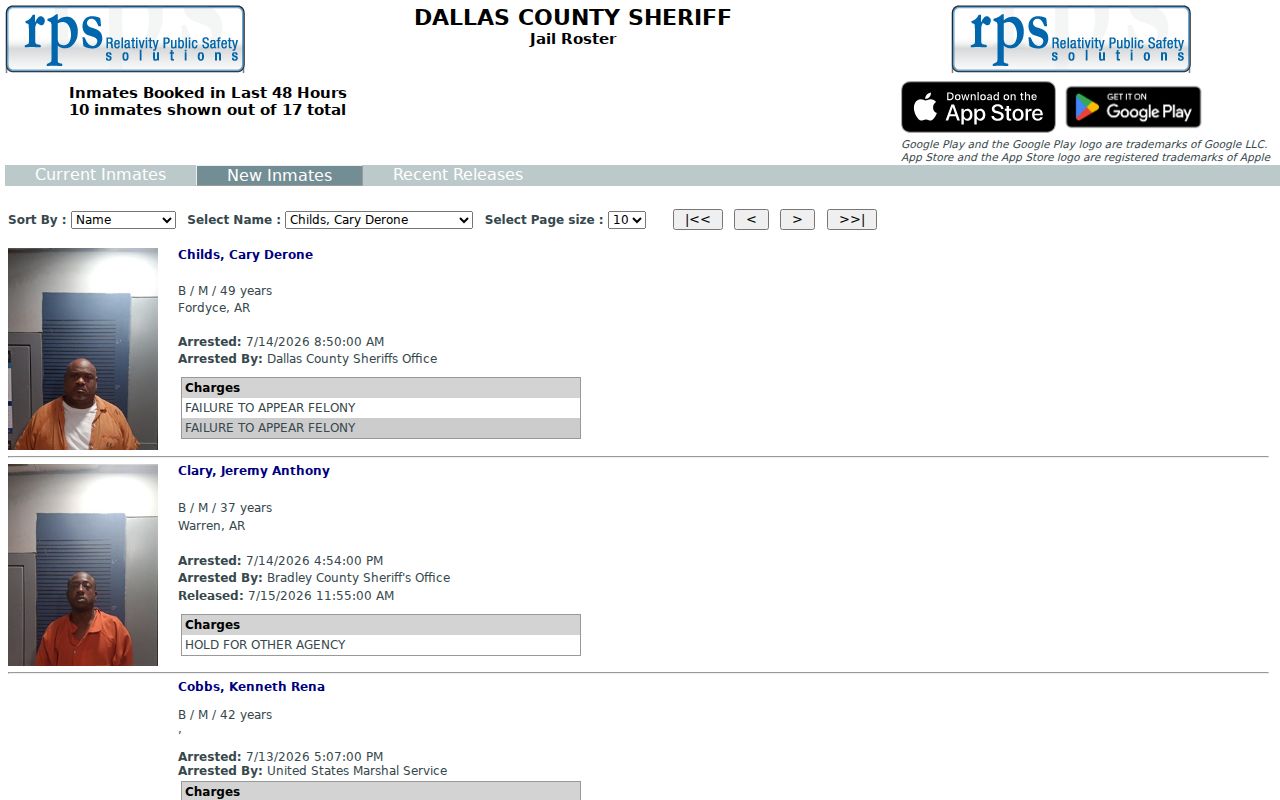 Dallas County new inmates last 48 hours roster view