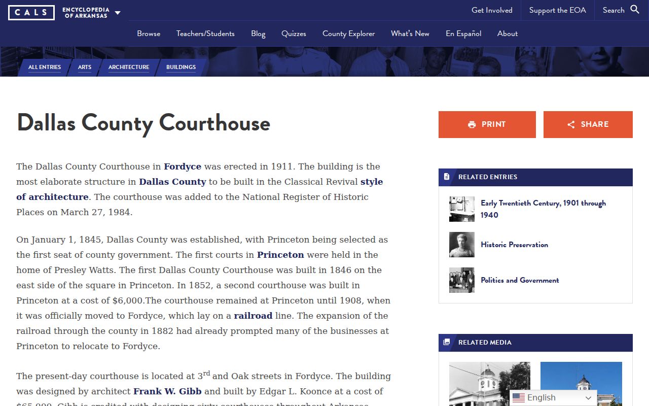 Dallas County criminal history courthouse history in Fordyce