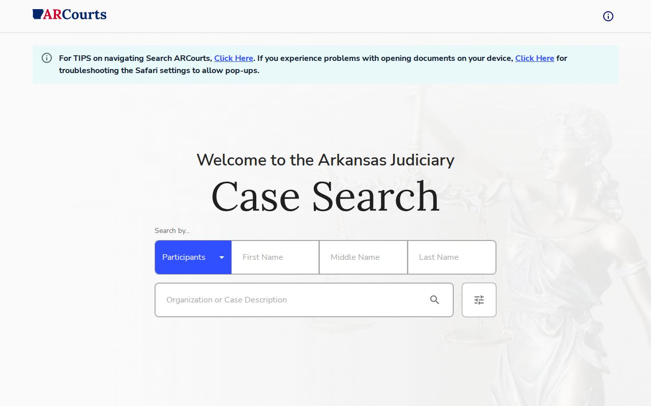 Dallas County criminal history Search ARCourts case search interface